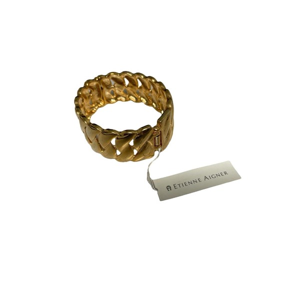 Etienne Aigner Gold Hinged Large Cuff Bracelet Size NWT - Picture 3 of 6
